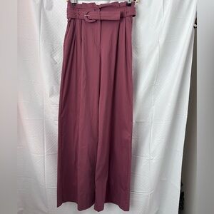 Express Women's Wide Leg paper bag Belted Pants in Rose